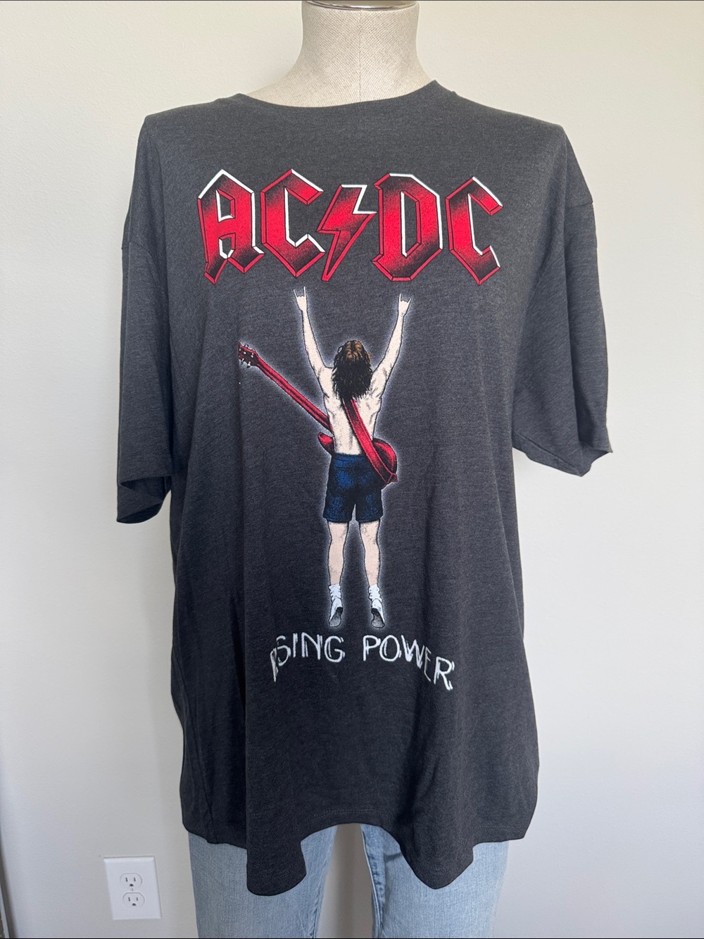 AC/DC Heather Gray Tee with Light Gray Logo